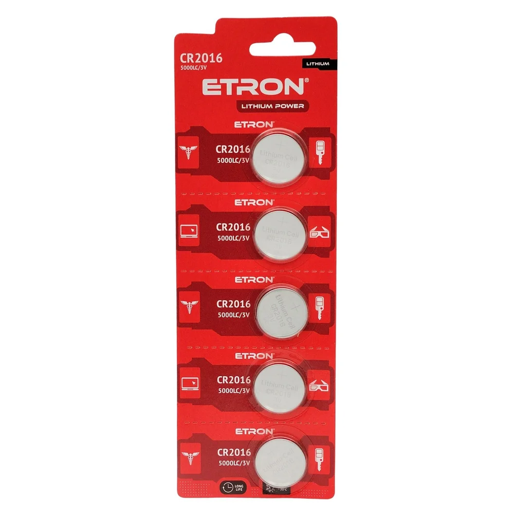 Батарейки ETRON Lithium Power CR2016 5 шт.