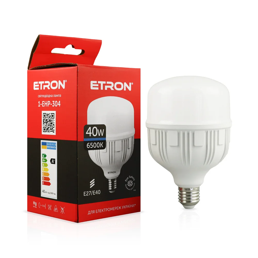 Лампа светодиодная высокомощная ETRON 40W T100 6500K 220V E27/E40 холодный свет