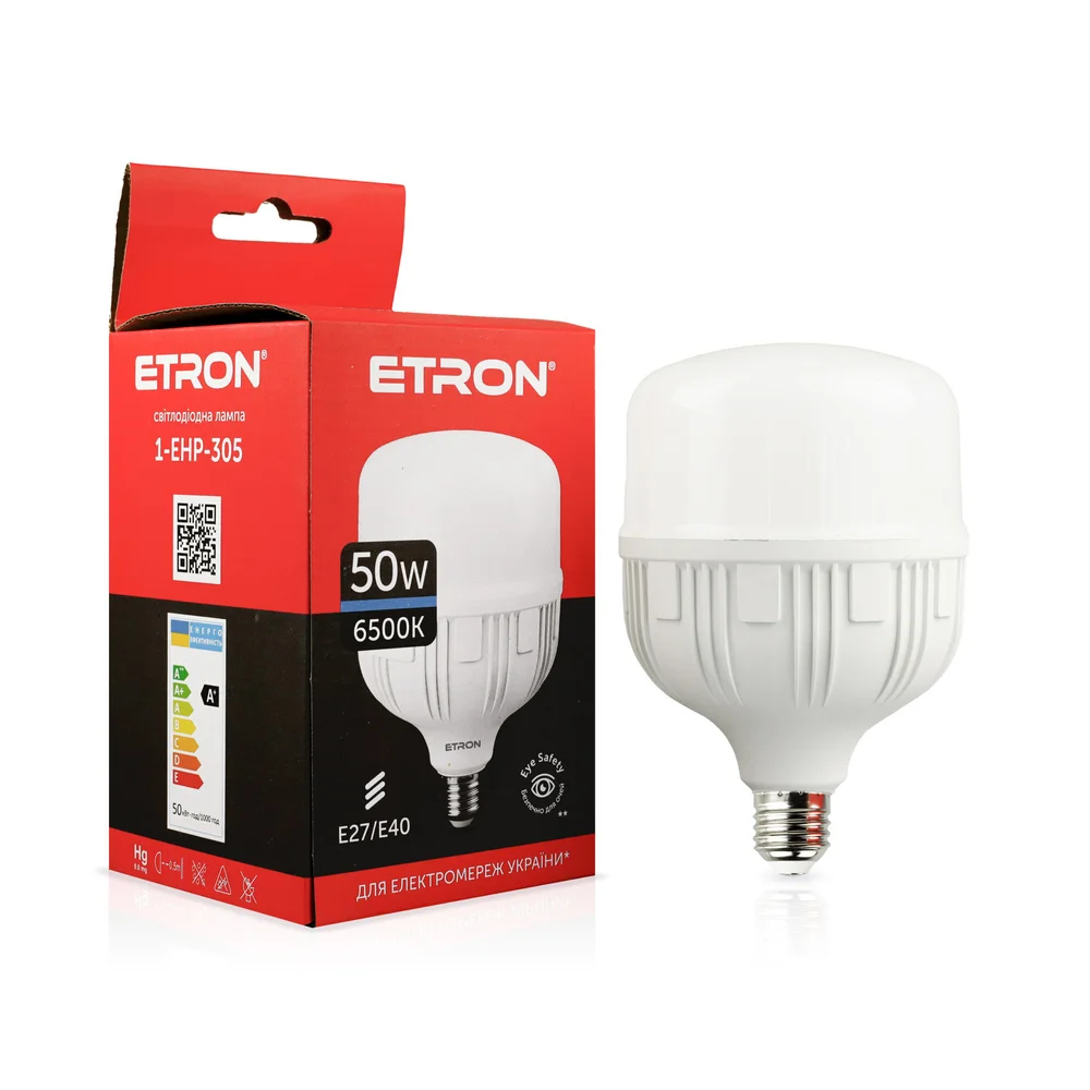 Лампа светодиодная высокомощная ETRON 50W T120 6500K 220V E27/E40 холодный свет