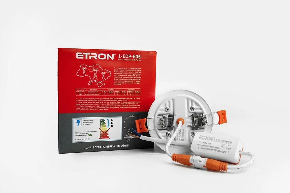 Світлодіодний світильник ETRON Decor 1-EDP-605 12W 5000К ІР20 круг