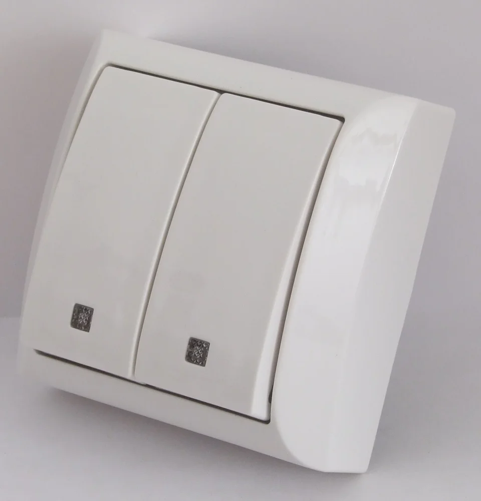 Вимикач двоклавішний з підсвіткою 2209 LXL TERRA білий