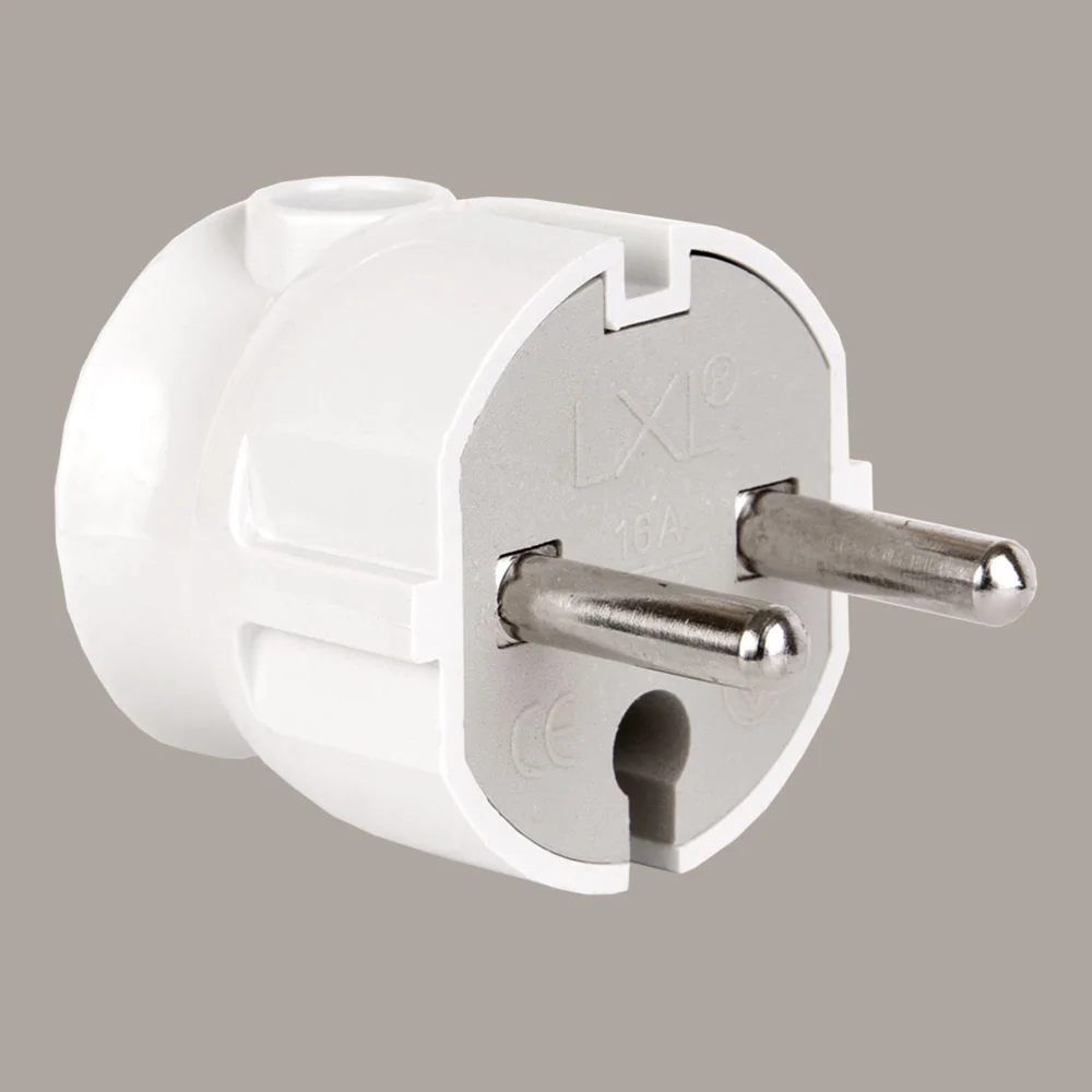 Вилка штепсельная угловая без заземления 16А 125WH LXL белая