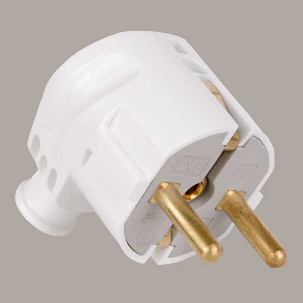 Вилка штепсельна з заземленням кутова 2230WH LXL біла