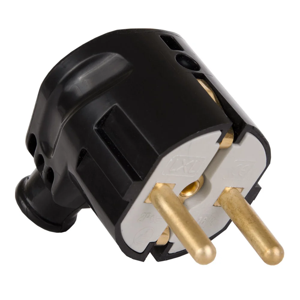 Вилка штепсельна з заземленням кутова 2230BL LXL чорна