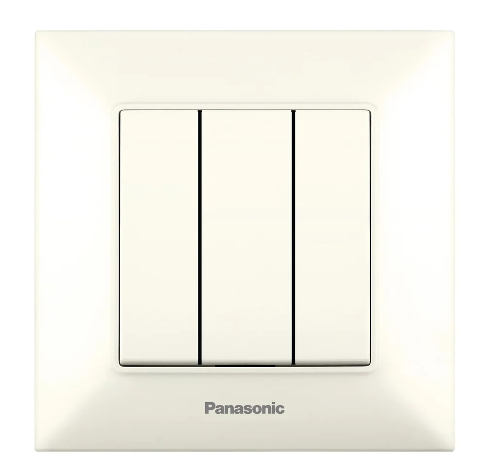 Вимикач трьохклавішний Panasonic Arkedia Slim крем WNTC0015-2BG