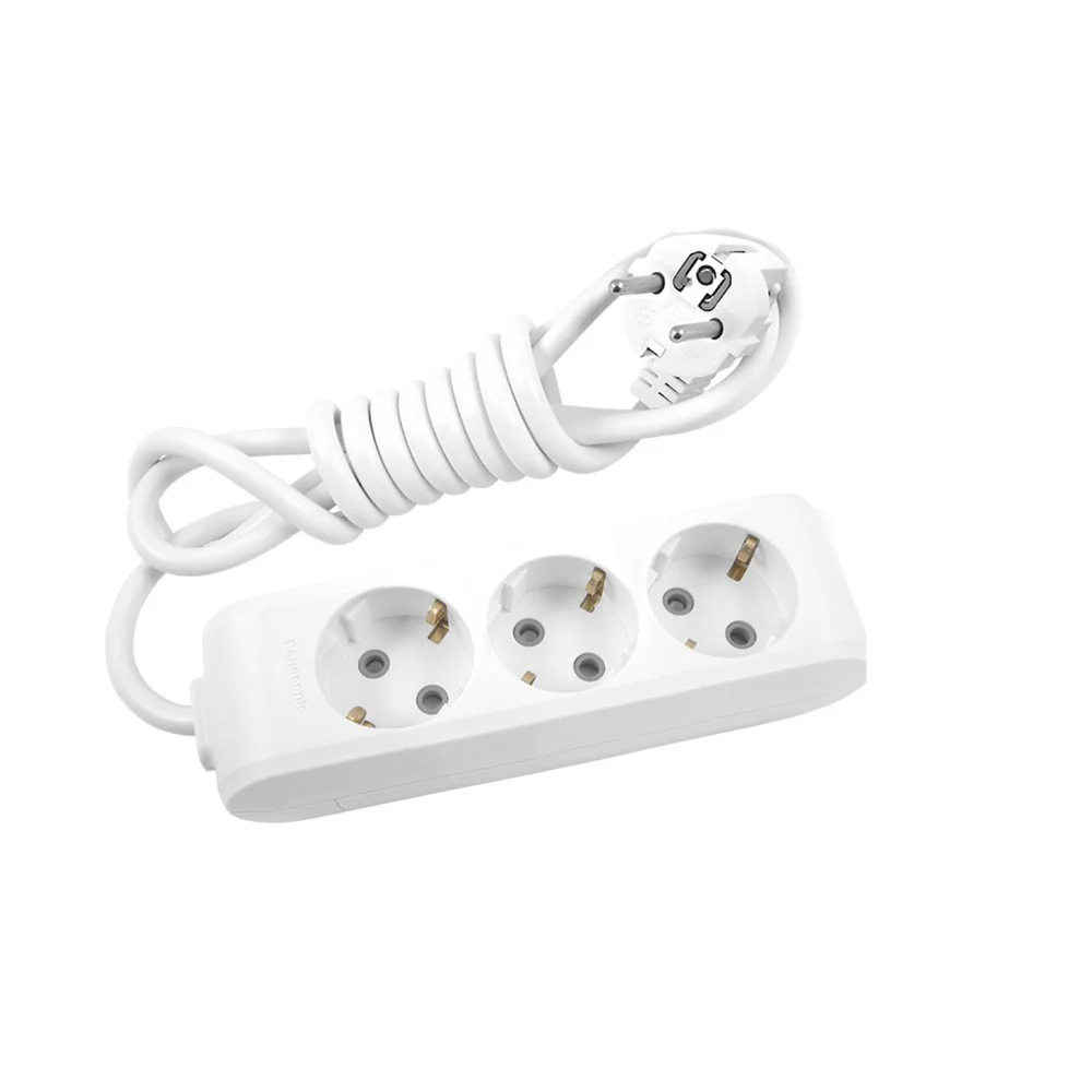 Подовжувач 3 гнізда 3 метри з заземленням та захисними шторками PANASONIC X-tendia сірий