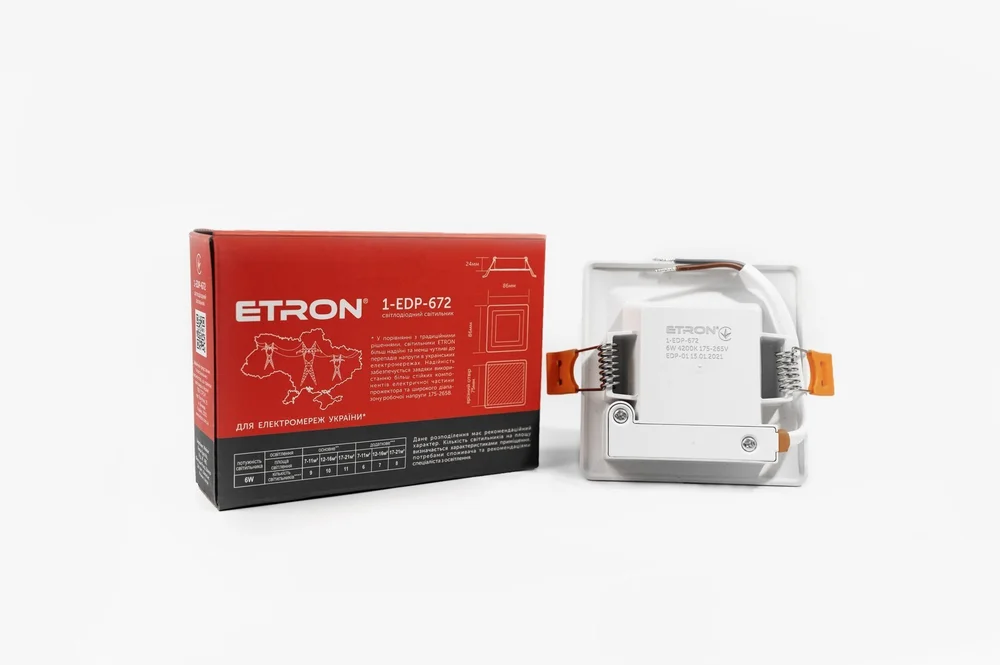 Світлодіодний світильник ETRON Decor 1-EDP-672 6W 4200K ІР40 квадрат