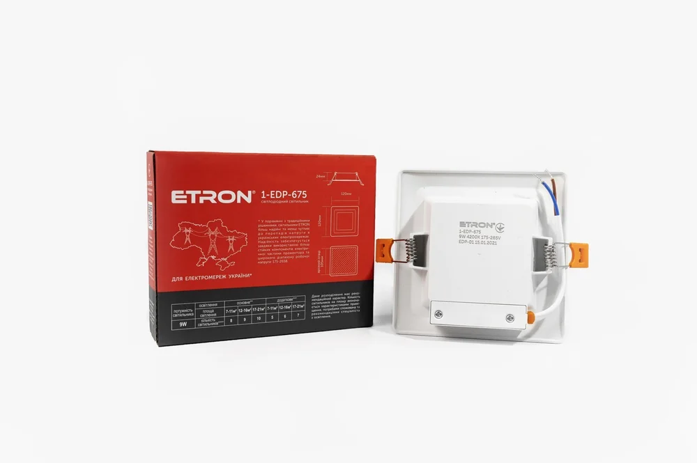 Світлодіодний світильник ETRON Decor 1-EDP-675 9W 4200K ІР40 квадрат