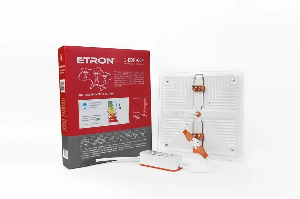 Світлодіодний світильник ETRON Decor 1-EDP-664 24W 5000К ІР20 квадрат