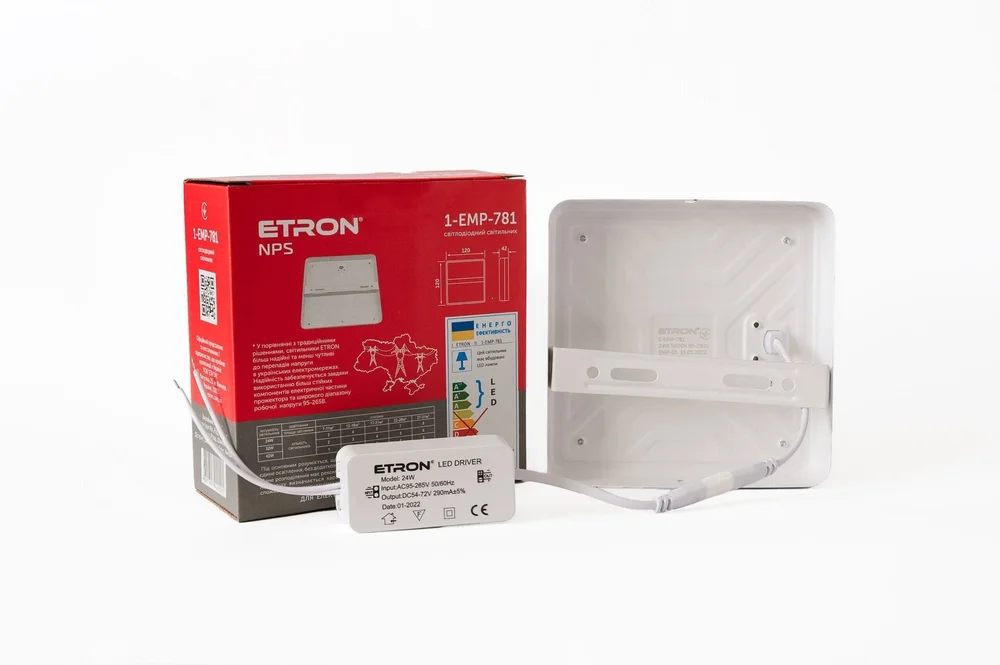 Светодиодный светильник ETRON NPS 24W 5000К 5000К IP20 квадрат