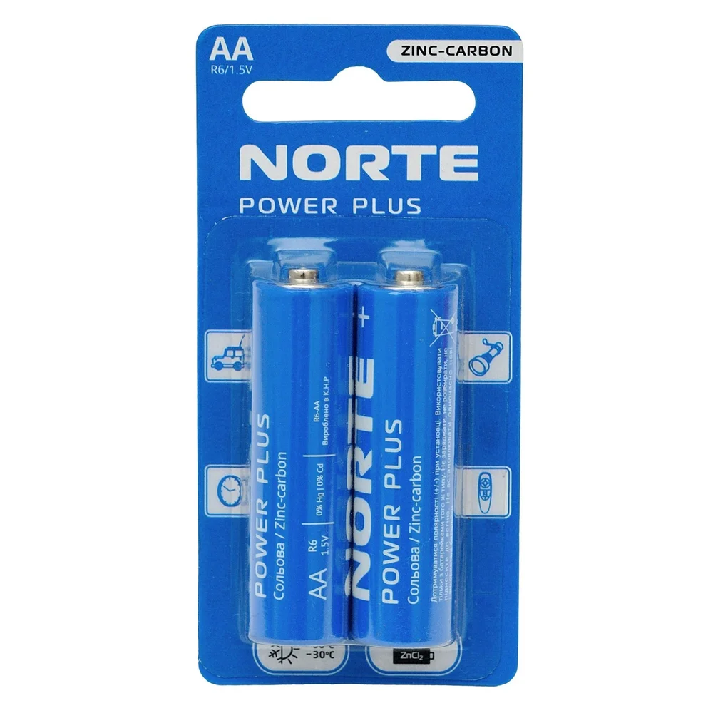 Батарейка солевая NORTE R6-AA-C2 Blister Zinc-Carbon