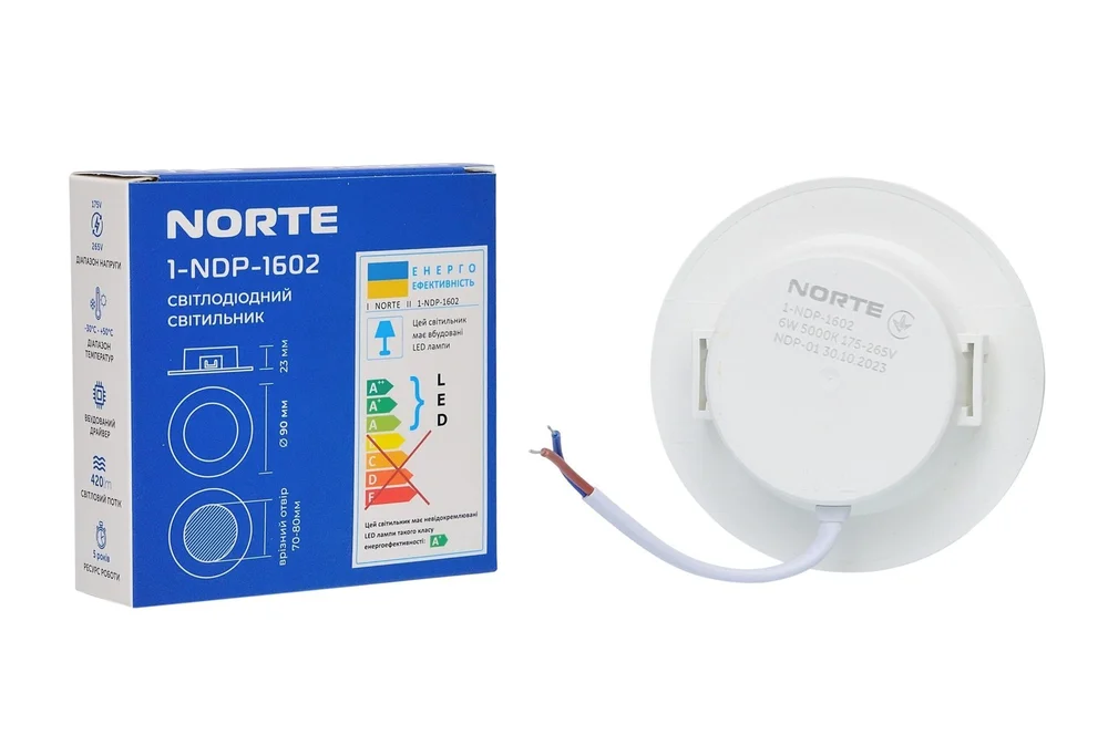 Стельовий світильник NORTE 1-NDP-1602 6W 5000K ІР44 коло