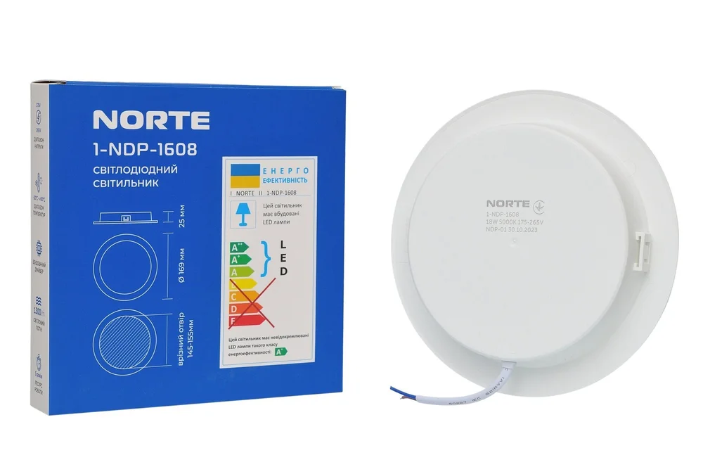 Стельовий світильник NORTE 1-NDP-1608 18W 5000K ІР44 коло