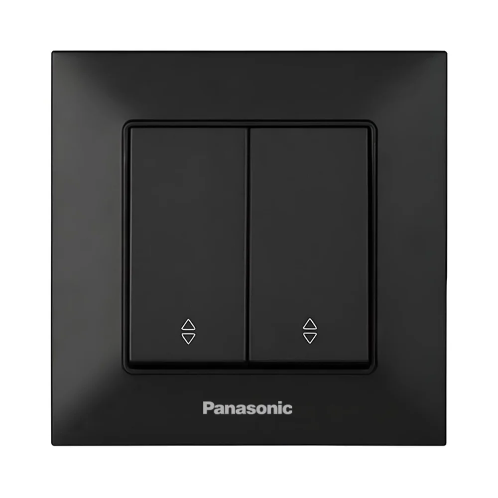 Вимикач Panasonic Arkedia Slim двоклавішний Чорний прохідний (WNTC0111-2BL)