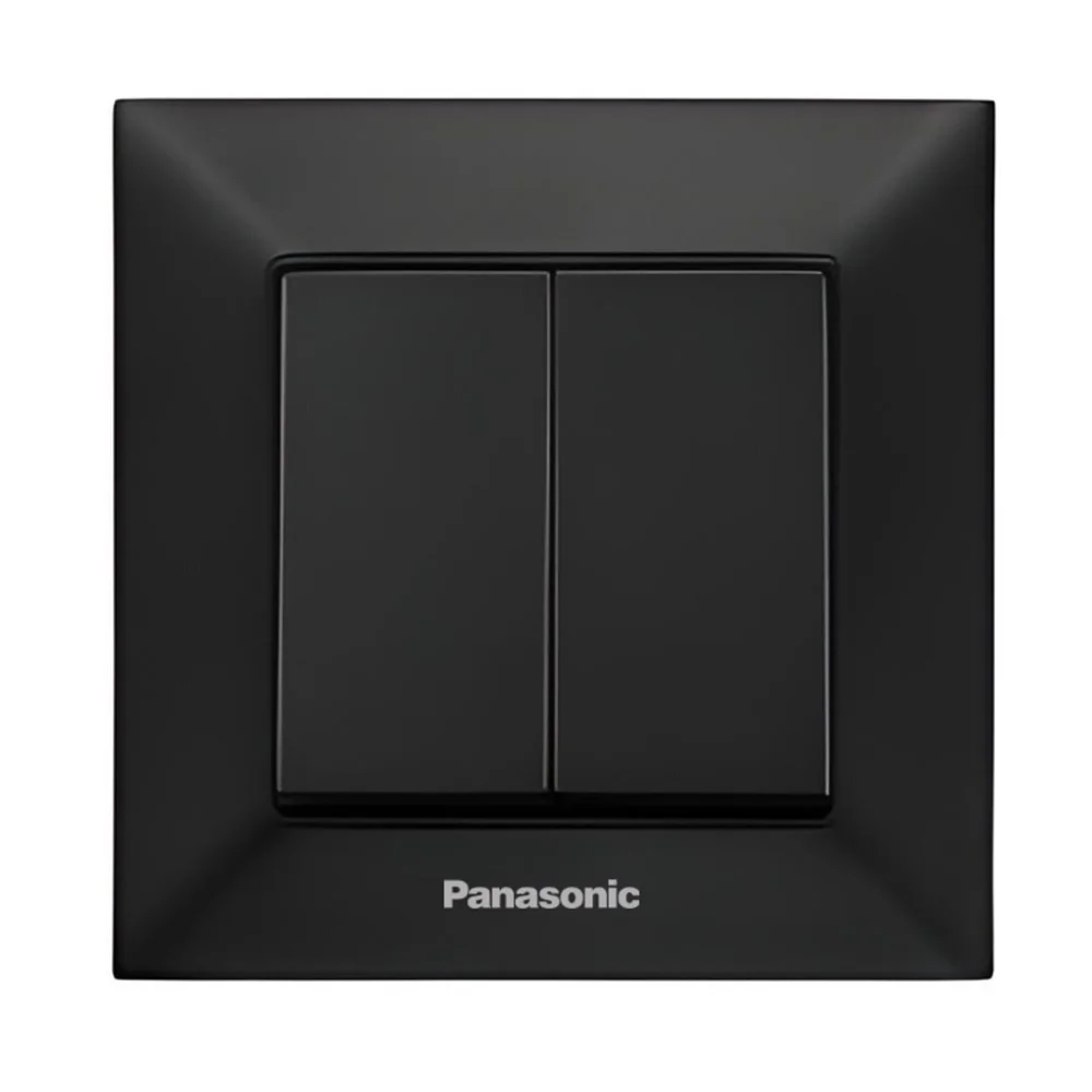Вимикач Panasonic Arkedia Slim двоклавішний Чорний швидкий монтаж (WNTC0109-2BL)