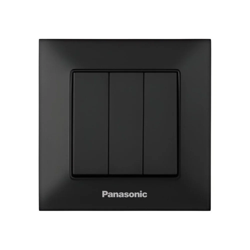 Вимикач Panasonic Arkedia Slim триклавішний Чорний (WNTC0015-2BL)