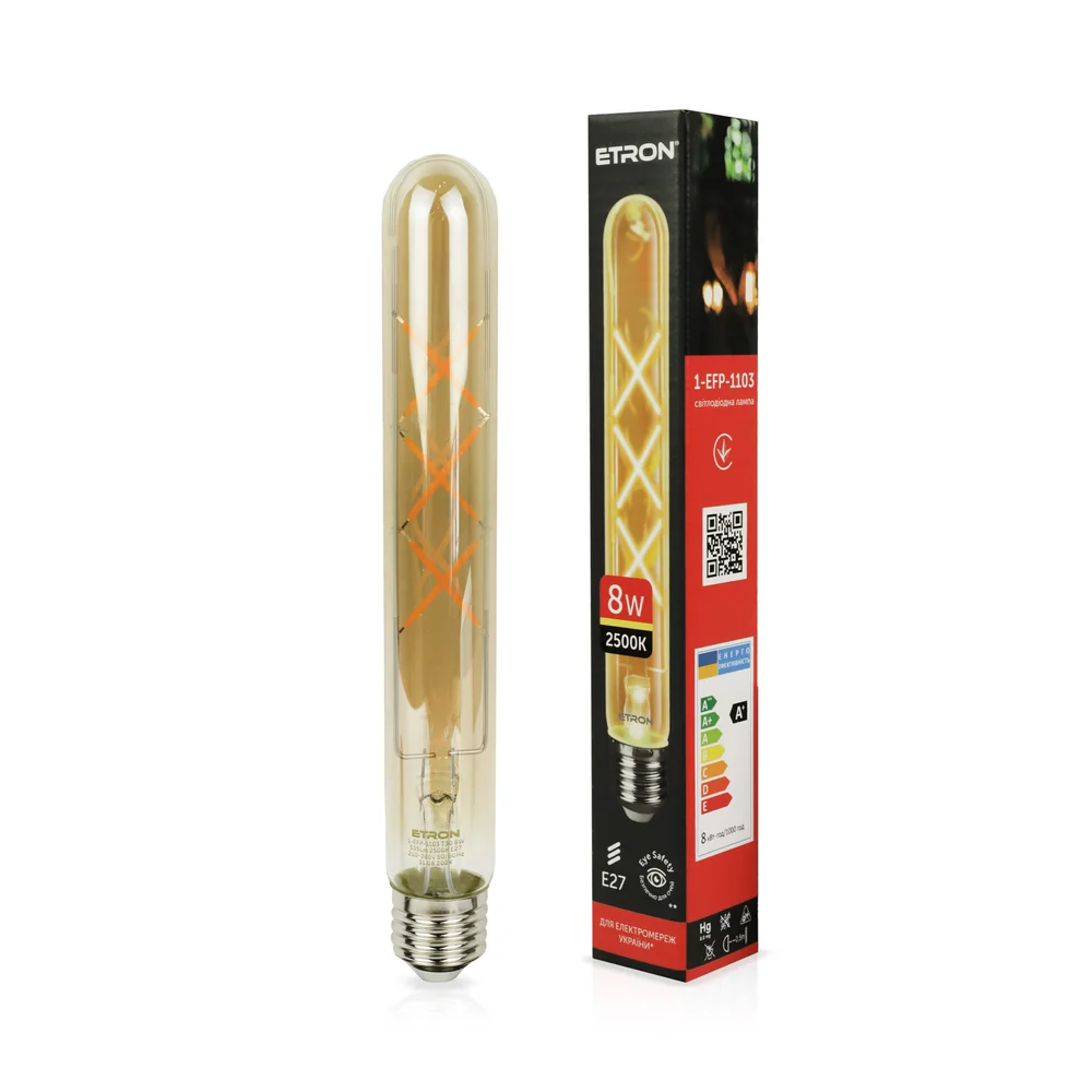 Світлодіодна філаментна лампа ETRON 1-EFP-1103 8W 2500K T30 E27 Позолочене скло