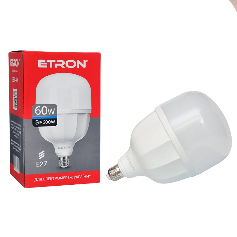 Лампа светодиодная высокомощная ETRON 60W T160 6500K 220V E27 холодный свет