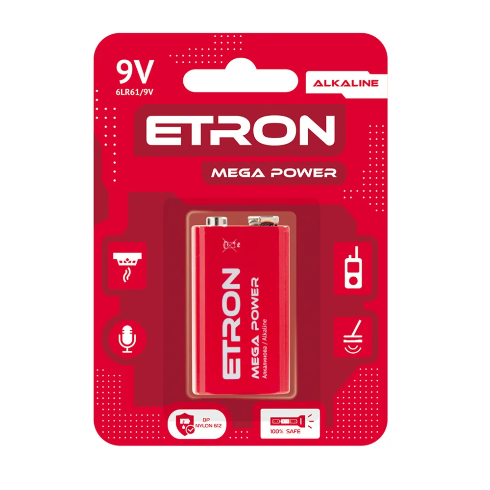 Батарейки ETRON Mega Power 9V