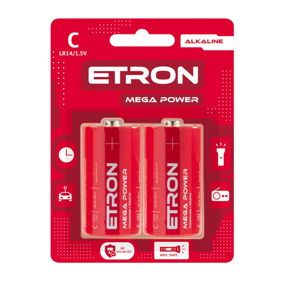 Батарейки ETRON Mega Power C 2 шт.