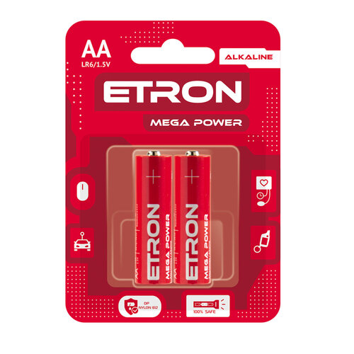 Батарейки ETRON Mega Power AA (LR6) 2 шт.