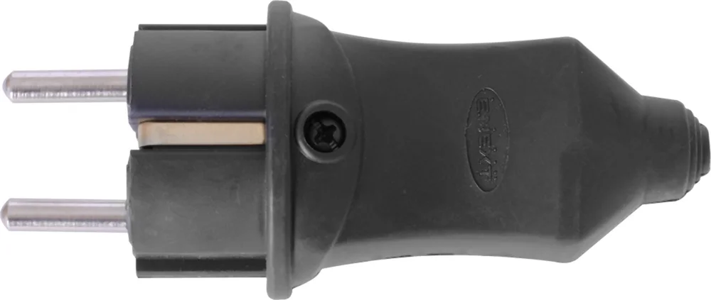 Вилка пряма каучукова з заземленням e.plug.rubber.028.16, 16А (s9100023)
