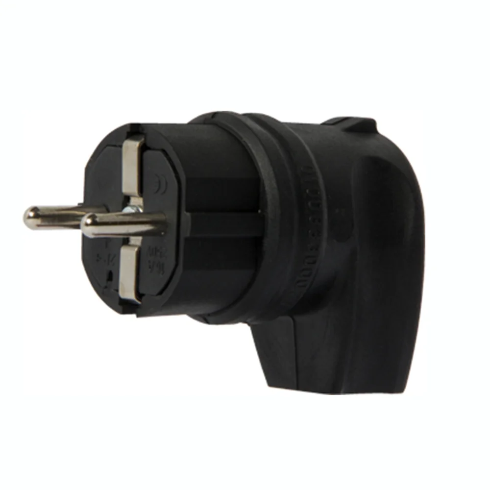 Вилка кутова каучукова з заземленням e.plug.rubber.angle.027.16, 16А (s9100030)