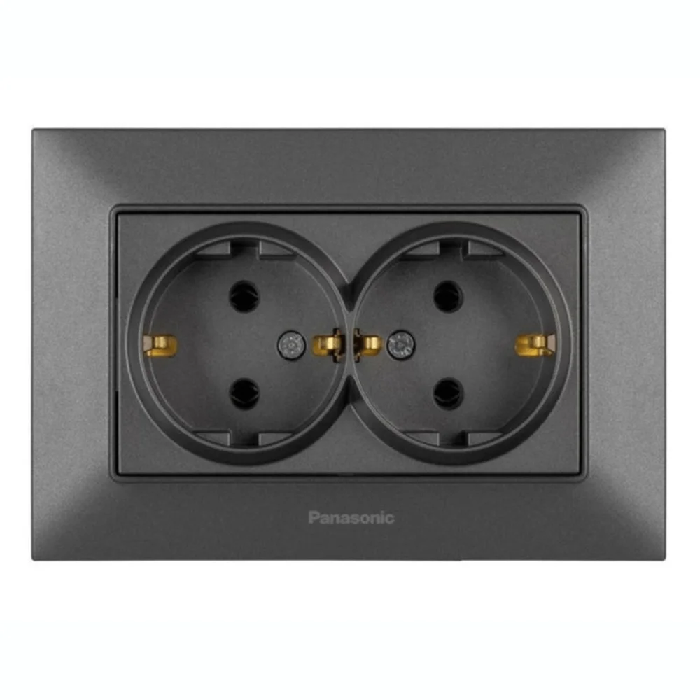 Розетка двойная с заземлением Panasonic Arkedia Slim Дым WNTC0205-2DG