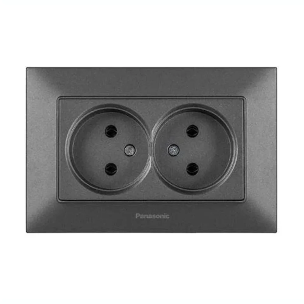 Розетка двойная без заземления Panasonic Arkedia Slim Дым WNTC0204-2DG