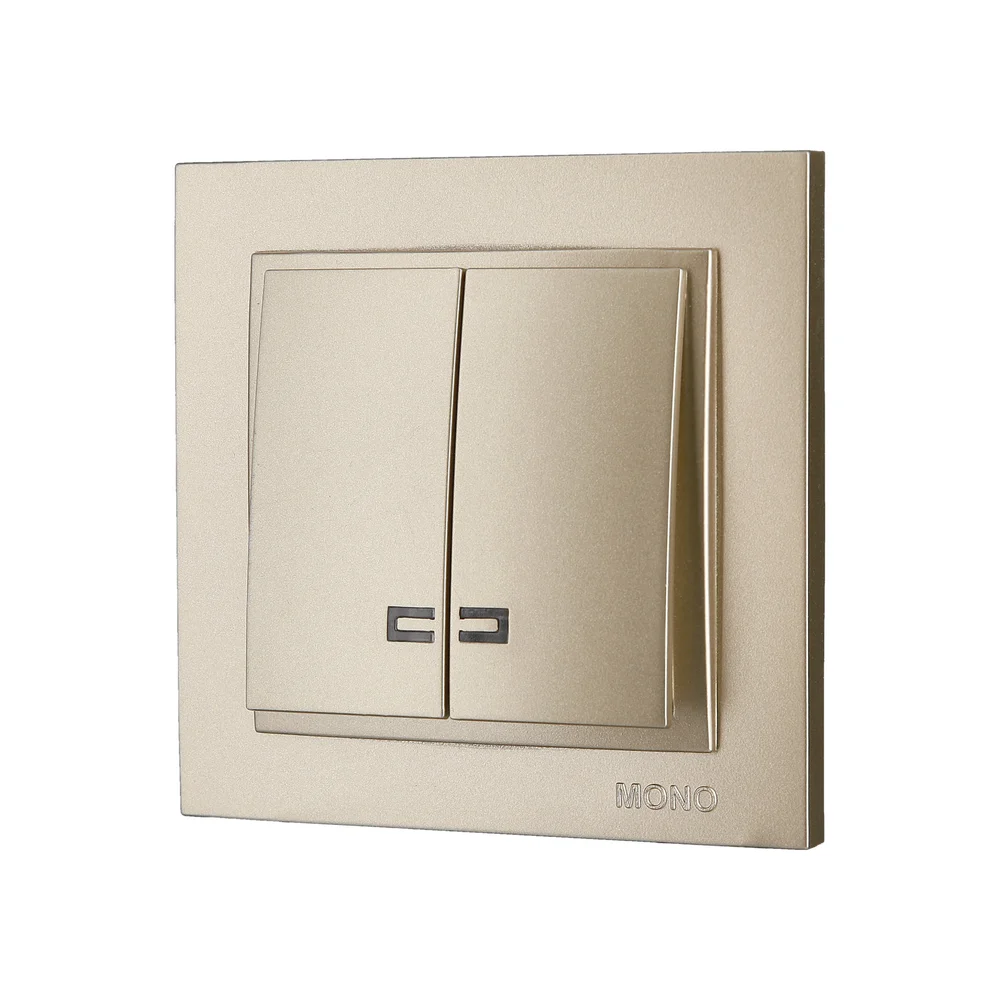 Вимикач двоклавішний з підсвіткою Mono Electric DESPINA титан 102-222225-103