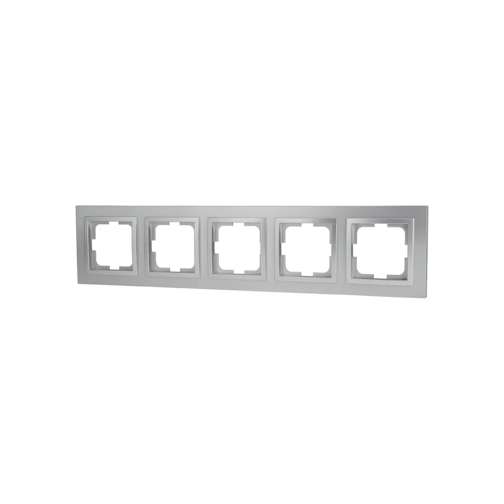 Рамка п’ятимісна горизонтальна Mono Electric DESPINA срібло 102-210000-164