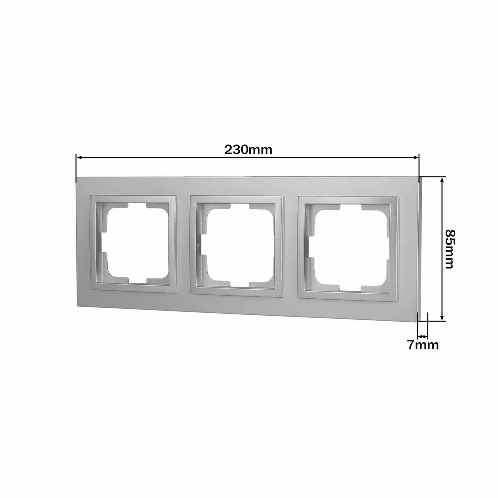 Рамка тримісна горизонтальна Mono Electric DESPINA срібло 102-210000-162