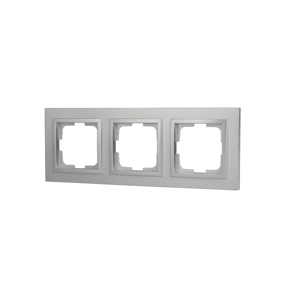 Рамка тримісна горизонтальна Mono Electric DESPINA срібло 102-210000-162