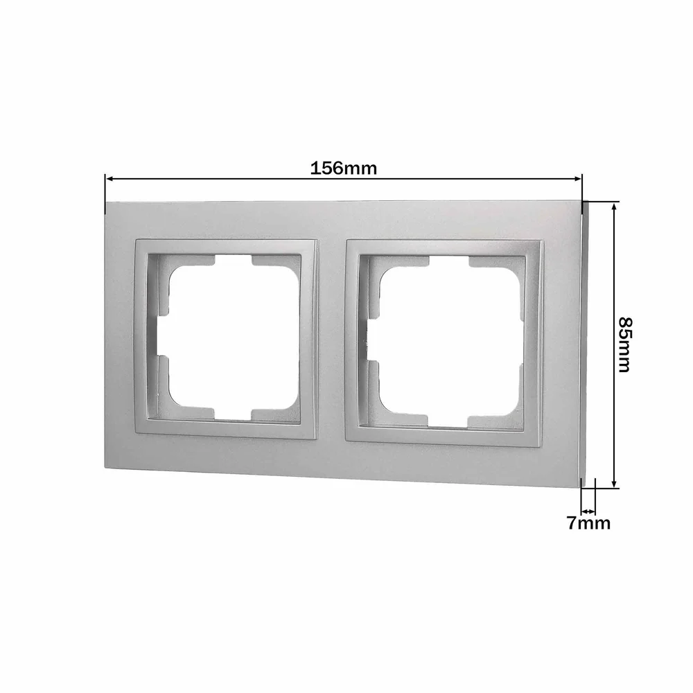 Рамка двомісна горизонтальна Mono Electric DESPINA срібло 102-210000-161