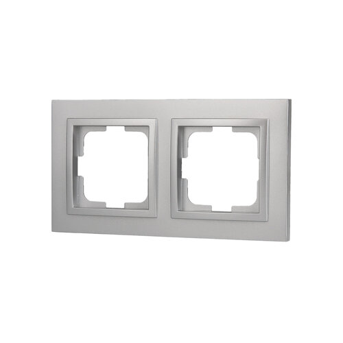 Рамка двомісна горизонтальна Mono Electric DESPINA срібло 102-210000-161