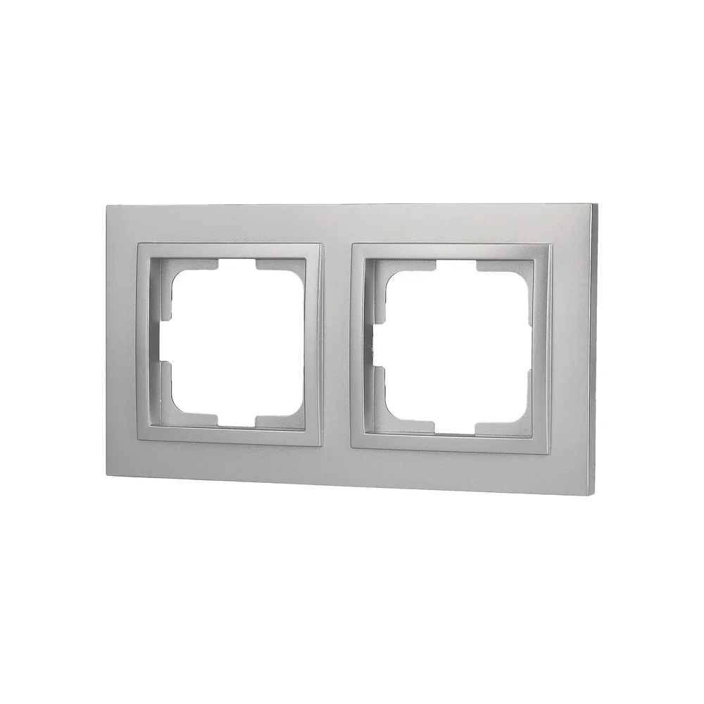 Рамка двомісна горизонтальна Mono Electric DESPINA срібло 102-210000-161