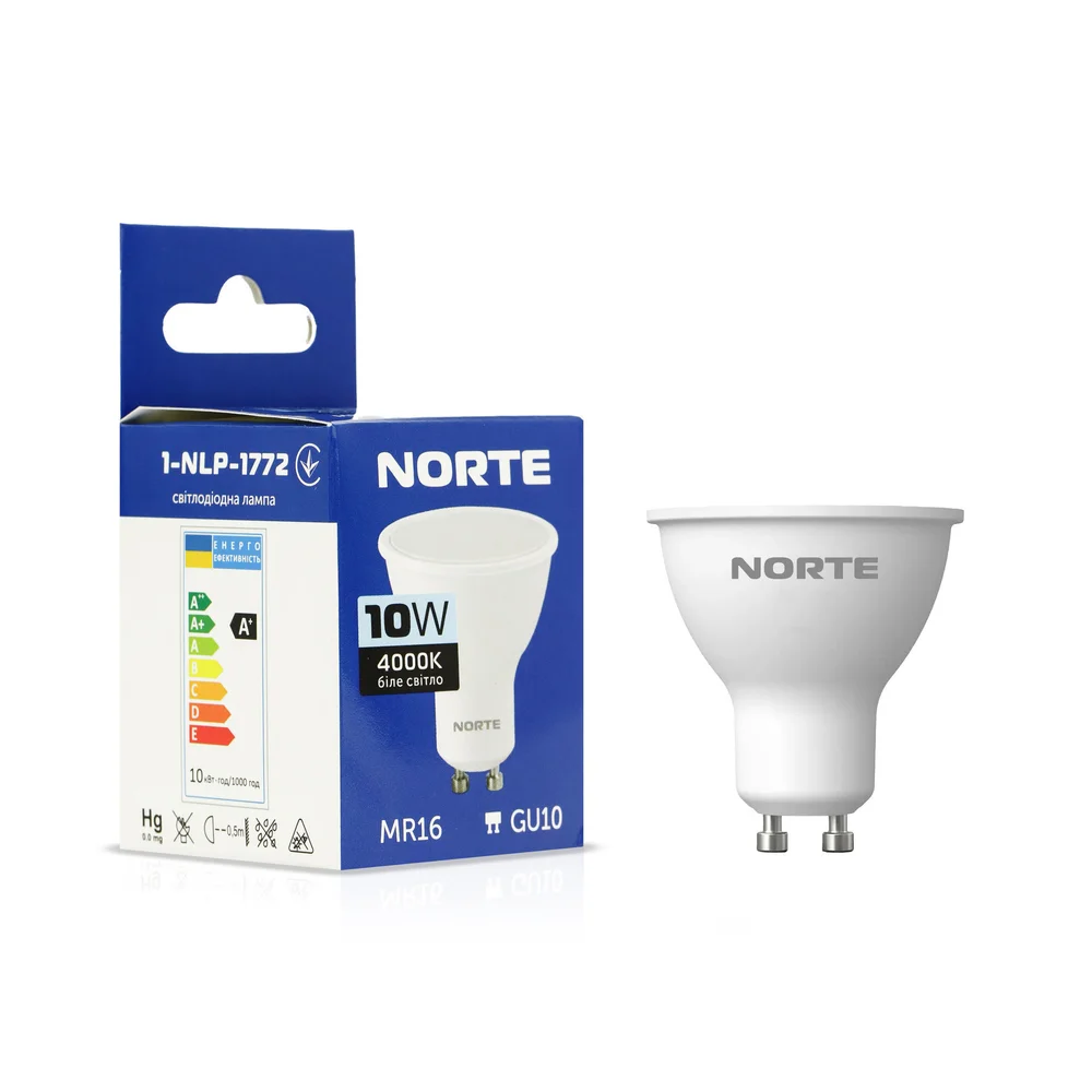Світлодіодна LED лампа NORTE 10Вт MR16 GU10 4000K (1-NLP-1772)