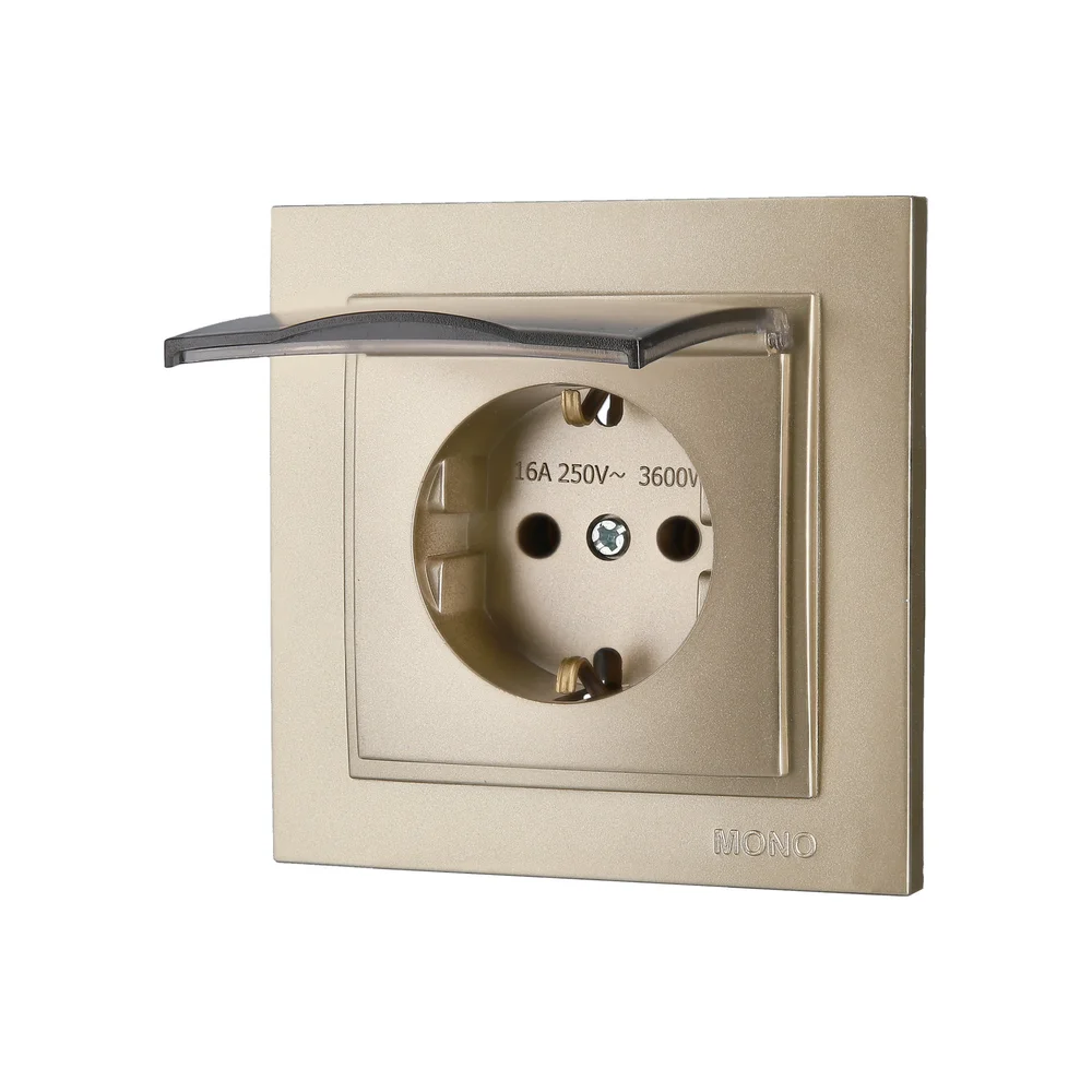 Розетка з заземленням та кришкою Mono Electric DESPINA титан 102-222221-118