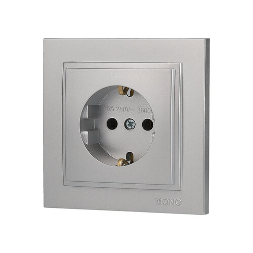 Розетка с заземлением Mono Electric DESPINA серебро 102-212121-117