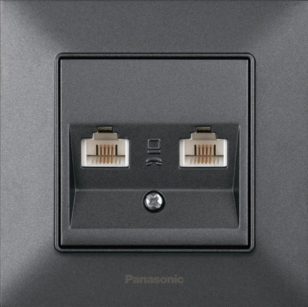 Розетка компьютерная двойная Panasonic Arkedia Slim Дым WNTC0406-2DG