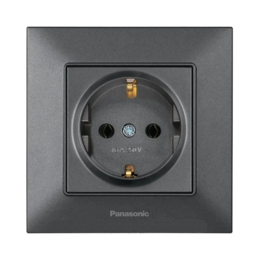 Розетка с заземлением Panasonic Arkedia Slim Дым WNTC0202-2DG