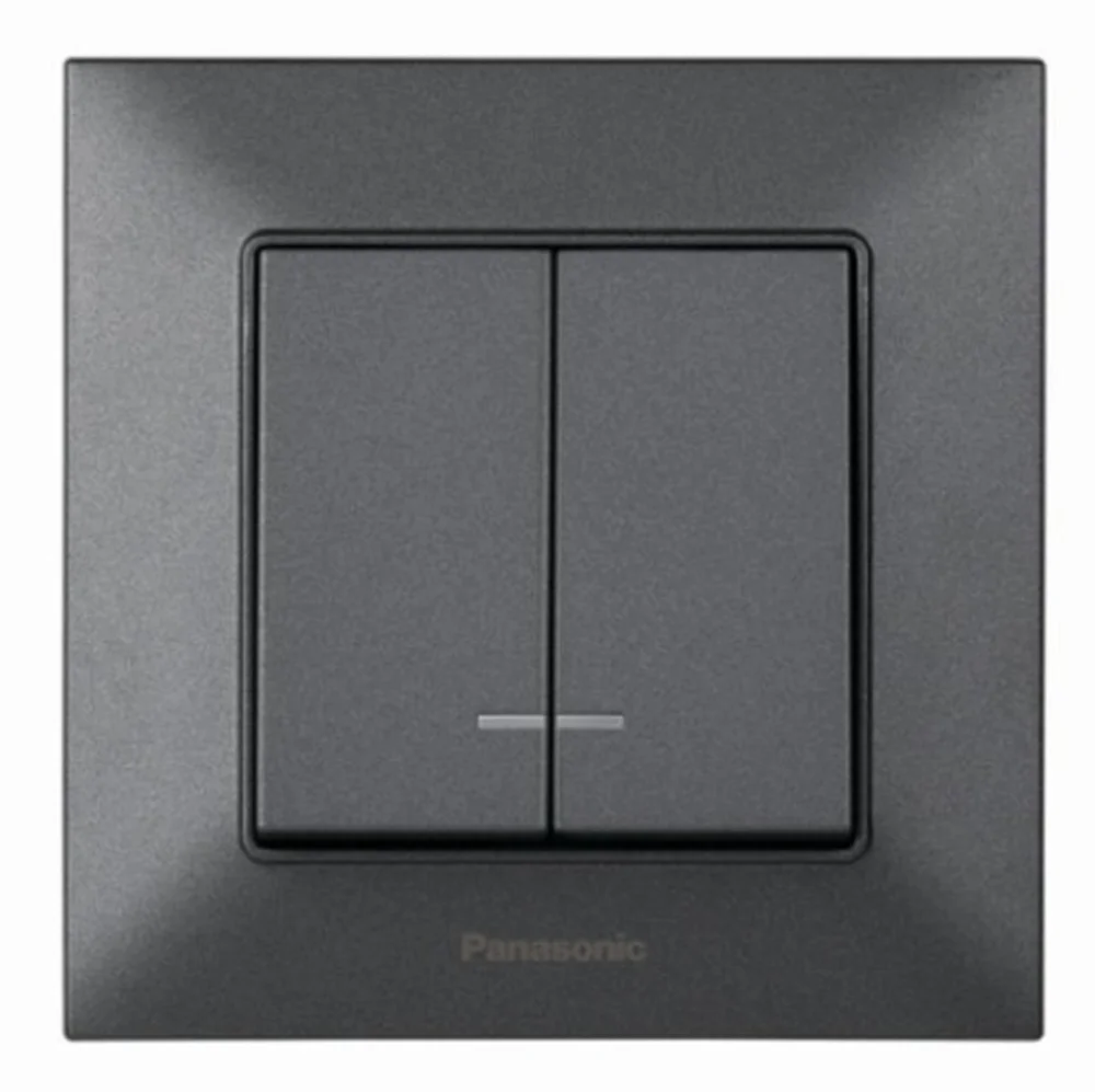 Вимикач двоклавішний з підсвіткою Panasonic Arkedia Slim Дим WNTC0010-2DG