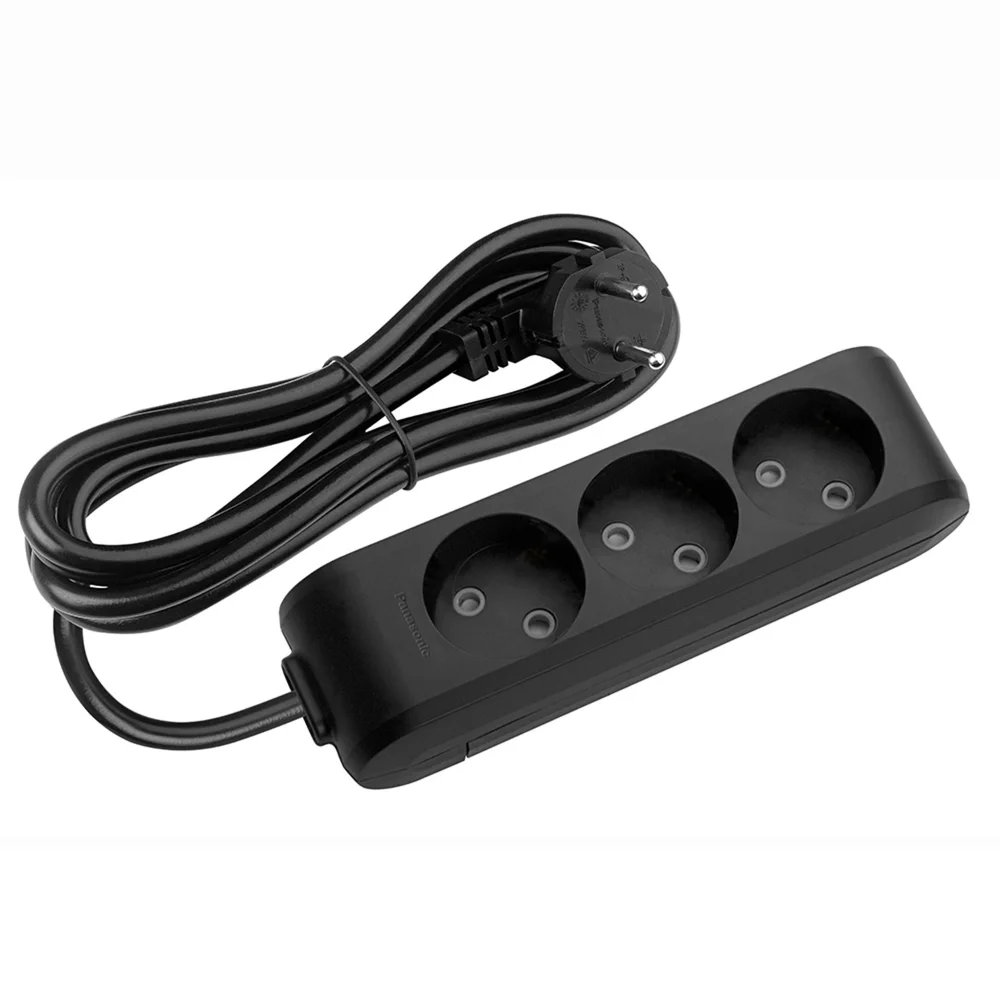 Подовжувач 3 гнізда 2 метри без заземлення PANASONIC X-tendia чорний