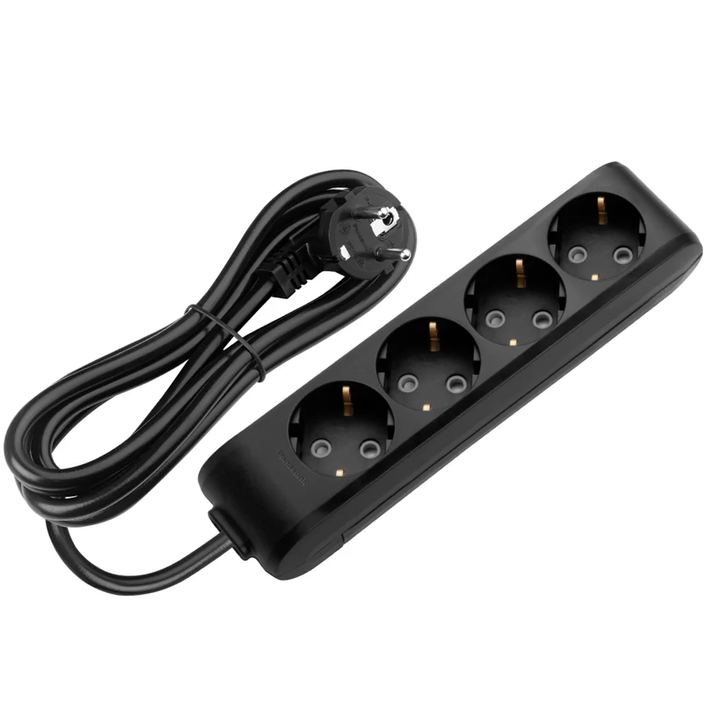 Подовжувач 4 гнізда 3 метри із заземленням PANASONIC X-tendia чорний