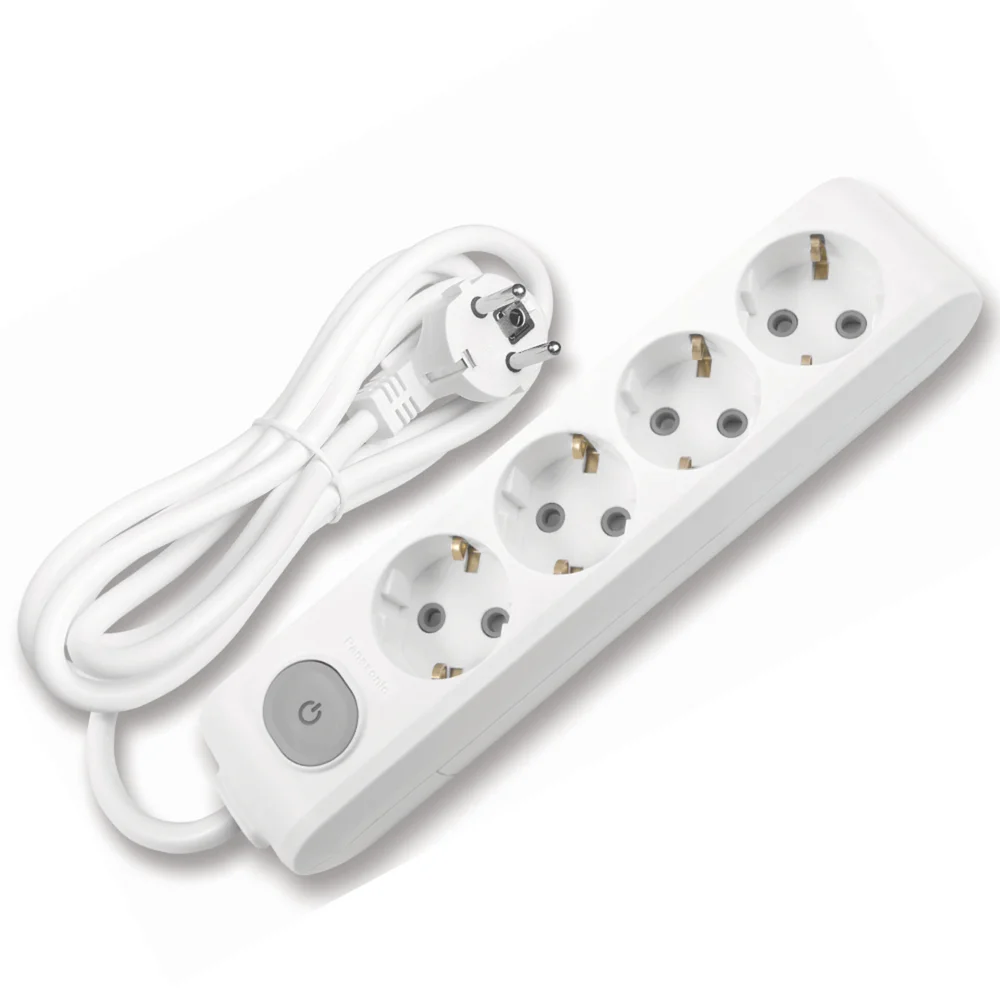 Подовжувач 4 гнізда 3 метри з заземленням та вимикачем PANASONIC X-tendia сірий