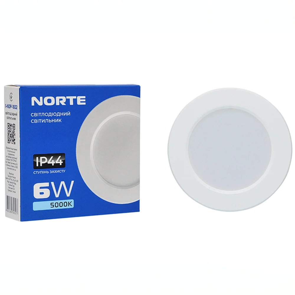 Стельовий світильник NORTE 1-NDP-1602 6W 5000K ІР44 коло