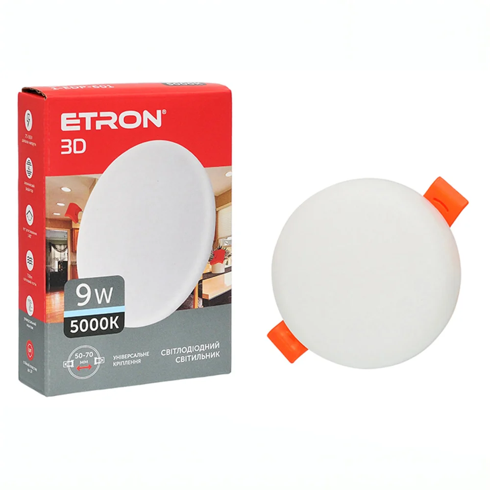 Світлодіодний світильник ETRON Decor 1-EDP-601 9W 5000К ІР20 круг