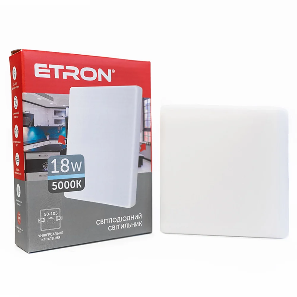 Світлодіодний світильник ETRON Decor 1-EDP-661 18W 5000К ІР20 квадрат
