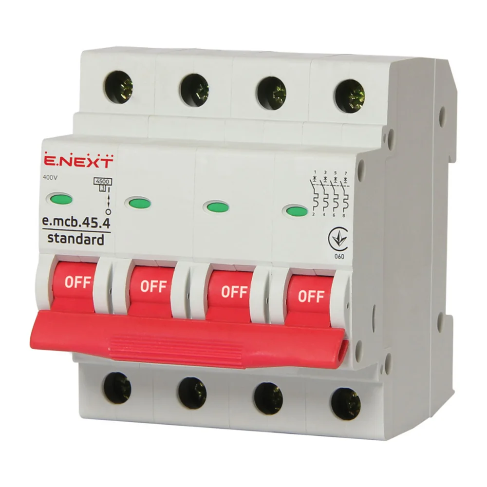 Автоматичний вимикач E.NEXT e.mcb.stand.45.4.C16, 4р, 16А, C, 4,5 кА / s002047