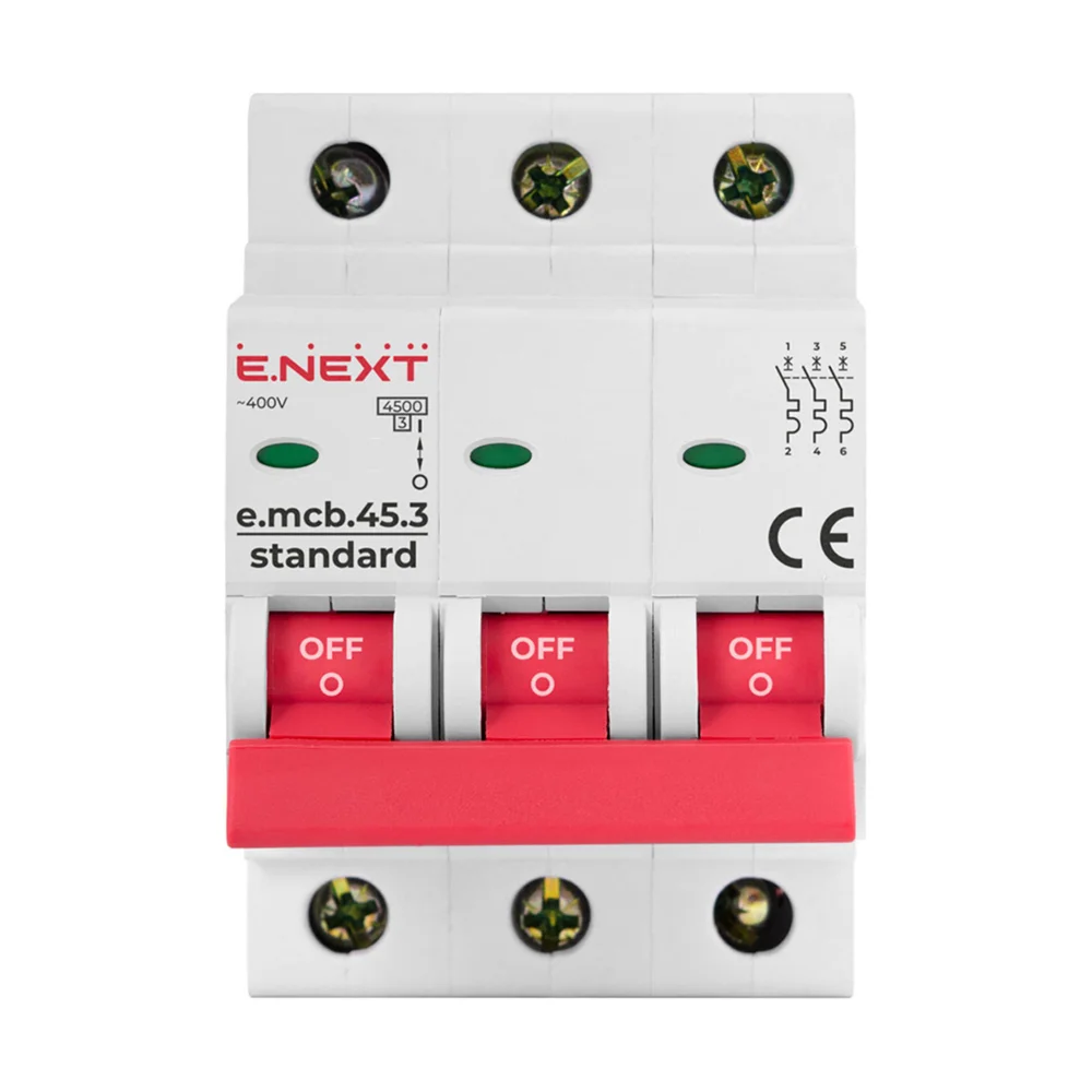 Автоматичний вимикач E.NEXT e.mcb.stand.45.3.C6, 3р, 6А, C, 4,5 кА / s002029